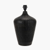 Taika Antique Black Textured Wood Table Lamp Base with Lino 40cm Cream Self Lined Linen Cylinder Lampshade