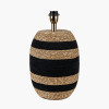 Kalutara Black and Natural Sea Grass Tall Table Lamp Base with Lino 40cm White Self Lined Linen Cylinder Lampshade