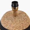 Kalutara Black and Natural Sea Grass Tall Table Lamp Base with Lino 40cm White Self Lined Linen Cylinder Lampshade