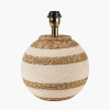 Talalla Cream and Natural Sea Grass Round Table Lamp Base with Lino 40cm Cream Self Lined Linen Cylinder Lampshade