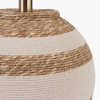 Talalla Cream and Natural Sea Grass Round Table Lamp Base with Lino 40cm White Self Lined Linen Cylinder Lampshade