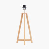 Whitby Natural Wood Tapered 4 Post Table Lamp Base with Edward 35cm Pistachio Green Linen Cylinder Lampshade