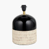 Lotta Black and Natural Stoneware Table Lamp Base with Lino 35cm Black Self Lined Linen Cylinder Lampshade