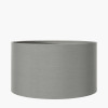 Vulcan Textured Volcanic Effect Grey Small Stoneware Table Lamp Base with Harry 30cm Steel Grey Cotton Mix Cylinder Lampshade