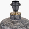 Vulcan Textured Volcanic Effect Grey Small Stoneware Table Lamp Base with Milos 30cm Natural Linen Tapered Lampshade