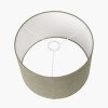 Kali Textured Dot Grey Stoneware Table Lamp Base with Edward 30cm Pistachio Green Linen Cylinder Lampshade
