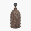 Kali Textured Dot Grey Stoneware Table Lamp Base with Lino 30cm Black Self Lined Linen Cylinder Lampshade