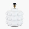 Serenity White Bobbled Ceramic Large Table Lamp Base with Harry 40cm Steel Grey Cotton Mix Cylinder Lampshade