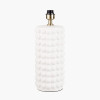 Sohan White Bobbled Ceramic Tall Table Lamp Base with Lino 40cm White Self Lined Linen Cylinder Lampshade