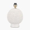 Wrenley Cream Ceramic Sea Urchin Table Lamp Base with Henry 35cm White Handloom Cylinder Lampshade