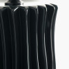 Devony Black Pleated Ceramic Table Lamp Base with Rouen 35cm Taupe Boucle Cylinder Lampshade