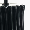 Devony Black Pleated Ceramic Table Lamp Base with Rouen 35cm White Boucle Cylinder Lampshade