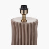 Devony Taupe Pleated Ceramic Table Lamp Base with Edward 35cm Natural Linen Cylinder Lampshade