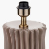 Devony Taupe Pleated Ceramic Table Lamp Base with Rouen 35cm Taupe Boucle Cylinder Lampshade