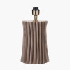 Devony Taupe Pleated Ceramic Table Lamp Base with Rouen 35cm White Boucle Cylinder Lampshade