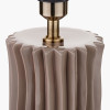 Devony Taupe Pleated Ceramic Table Lamp Base with Rouen 35cm White Boucle Cylinder Lampshade