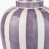 Priscilla Lilac Stripped Ceramic Table Lamp Base with Bloom 35cm White Handloom Scalloped Cylinder Lampshade