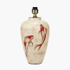 Emerayn Koi Natural Ceramic Table Lamp Base with Winston 40cm White Handloom Tapered Lampshade