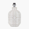 Tania Grey and White Pattern Ceramic Table Lamp Base with Lino 35cm Cream Self Lined Linen Cylinder Lampshade