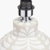 Tania Grey and White Pattern Ceramic Table Lamp Base with Lino 35cm Cream Self Lined Linen Cylinder Lampshade