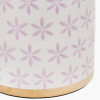 Thea Lillac and Gold Leaf Ceramic Table Lamp Base with Lino 35cm Grey Self Lined Linen Cylinder Lampshade