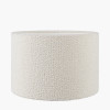 Raya Cinnamon and White Hand Painted Metal Table Lamp Base with Rouen 40cm White Boucle Cylinder Lampshade