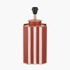 Raya Cinnamon and White Hand Painted Metal Table Lamp Base with Lino 40cm Black Self Lined Linen Cylinder Lampshade