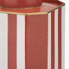 Raya Cinnamon and White Hand Painted Metal Table Lamp Base with Lino 40cm Black Self Lined Linen Cylinder Lampshade
