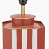 Raya Cinnamon and White Hand Painted Metal Table Lamp Base with Lino 40cm Cinnamon Self Lined Linen Cylinder Lampshade