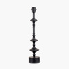 Emilio Matt Black Candlestick Table Lamp Base with Izara 35cm Cinnamon Ikat Patterned Mushroom Pleat Tapered Lampshade
