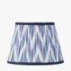 Emilio Matt Black Candlestick Table Lamp Base with Kamilah 40cm Blue Chevron Patterned Mushroom Pleat Tapered Lamp Shade