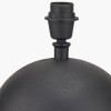 Benio Matt Black Metal Spherical Table Lamp Base with Vienna 35cm Red Chevron Mushroom Pleat Lampshade