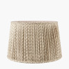 Benio Matt Black Metal Spherical Table Lamp Base with Vienna 35cm Taupe Chevron Mushroom Pleat Lampshade