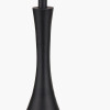 Llora Matt Black Metal Curved Table Lamp Base with Lars 35cm Ocean Blue Ikat Patterned Cylinder Lampshade