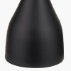 Llora Matt Black Metal Curved Table Lamp Base with Lars 35cm Ocean Blue Ikat Patterned Cylinder Lampshade