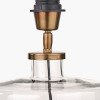 Josie Clear Glass and Antique Brass Metal Table Lamp Base with Edward 30cm Natural Linen Cylinder Lampshade