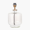Josie Clear Glass and Antique Brass Metal Table Lamp Base with Lino 30cm Black Self Lined Linen Cylinder Lampshade