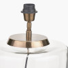 Josie Clear Glass and Antique Brass Metal Large Table Lamp Base with Lino 45cm White Self Lined Linen Cylinder Lampshade