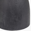 Corella Black Mango Wood Curved Table Lamp Base with Izara 40cm Ocean Blue Ikat Patterned Mushroom Pleat Tapered Lampshade