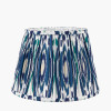 Corella Black Mango Wood Curved Table Lamp Base with Izara 40cm Ocean Blue Ikat Patterned Mushroom Pleat Tapered Lampshade