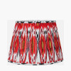 Corella Natural Mango Wood Curved Table Lamp Base with Izara 40cm Red Ikat Patterned Mushroom Pleat Tapered Lampshade