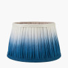 Corella Chocolate Brown Mango Wood Curved Table Lamp Base with Scallop 40cm Blue Ombre Soft Pleated Tapered Lampshade