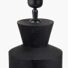 Koa Black Mango Wood Contemporary Table Lamp Base with Lino 35cm Black Self Lined Linen Cylinder Lampshade