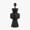 Koa Black Mango Wood Contemporary Table Lamp Base with Lino 35cm Cinnamon Self Lined Linen Cylinder Lampshade