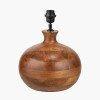 Kiah Brown Oiled Finish Mango Wood Round Table Lamp Base with Edward 40cm Natural Linen Cylinder Lampshade
