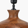Kiah Brown Oiled Finish Mango Wood Round Table Lamp Base with Lino 40cm Cinnamon Self Lined Linen Cylinder Lampshade