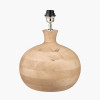 Kiah Natural Mango Wood Round Table Lamp Base with Ornella 45cm Green Floral Design Mushroom Pleat Empire Lamp Shade