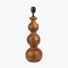 Nyari Brown Oiled Finish Mango Wood 3 Ball Design Table Lamp Base with Edward 40cm Natural Linen Cylinder Lampshade