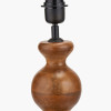 Nyari Brown Oiled Finish Mango Wood 3 Ball Design Table Lamp Base with Izara 40cm Cinnamon Ikat Patterned Mushroom Pleat Tapered Lampshade
