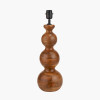 Nyari Brown Oiled Finish Mango Wood 3 Ball Design Table Lamp Base with Izara 40cm Lilac Ikat Patterned Mushroom Pleat Tapered Lampshade